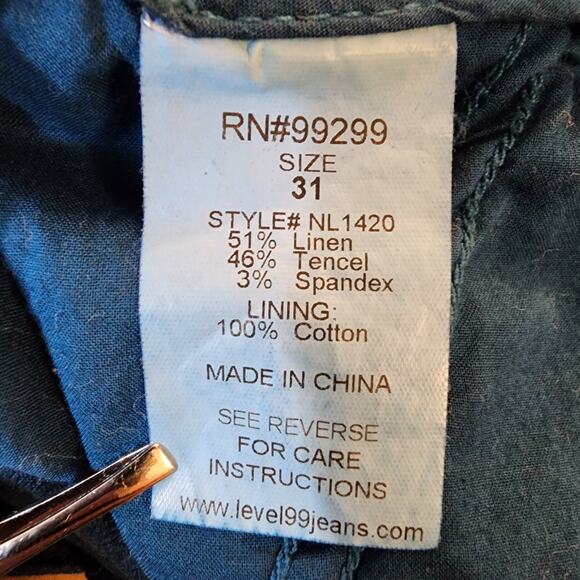 Anthropologie Level 99 Womens 31 Teal Blue Linen Blend Helen Trouser Shorts - Picture 11 of 14